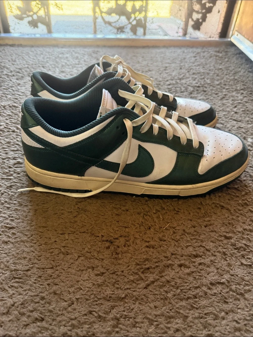 Nike Low-Top Sneakers in White and Dark Green